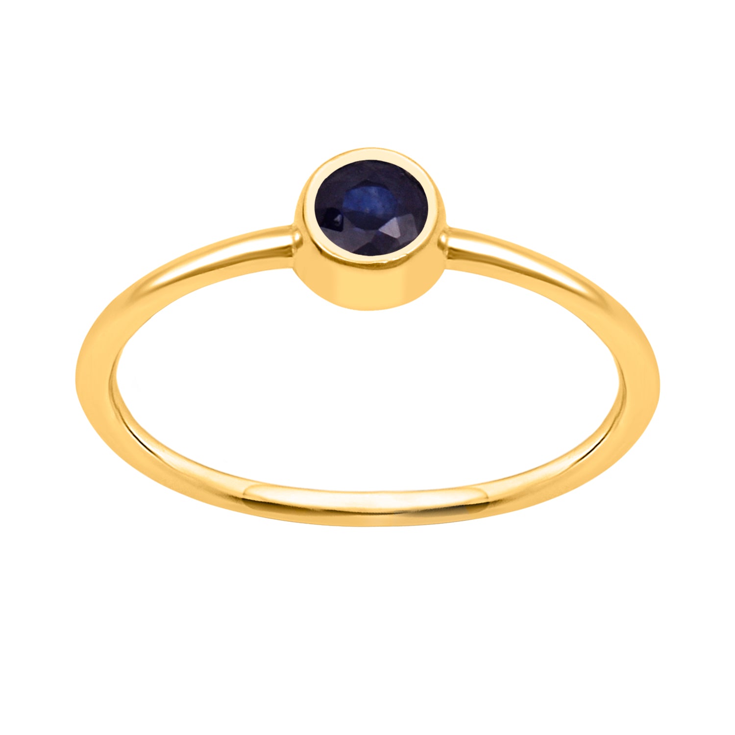 Blue Sapphire Solitaire Minimalist Ring - Sterling Silver
