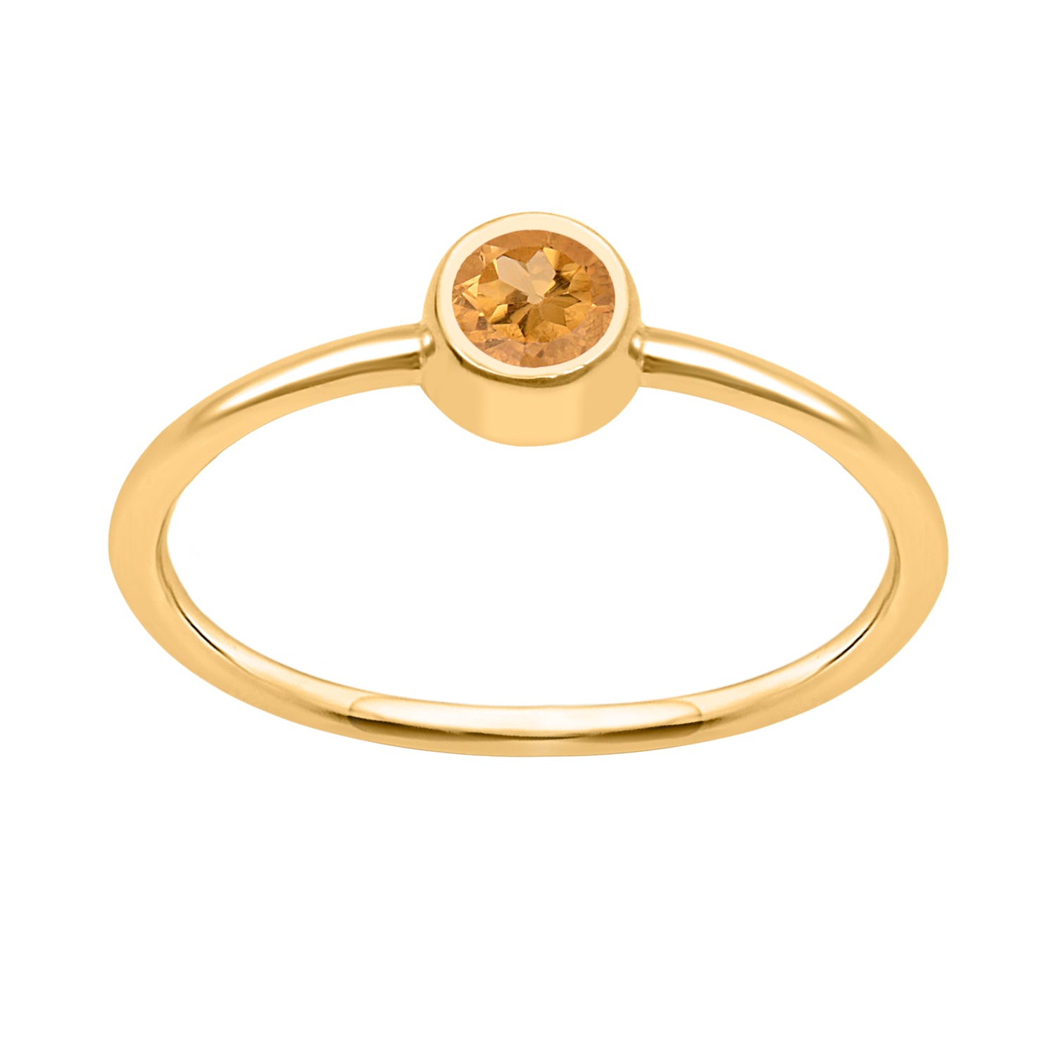 Citrine Solitaire Minimalist Ring - Sterling Silver