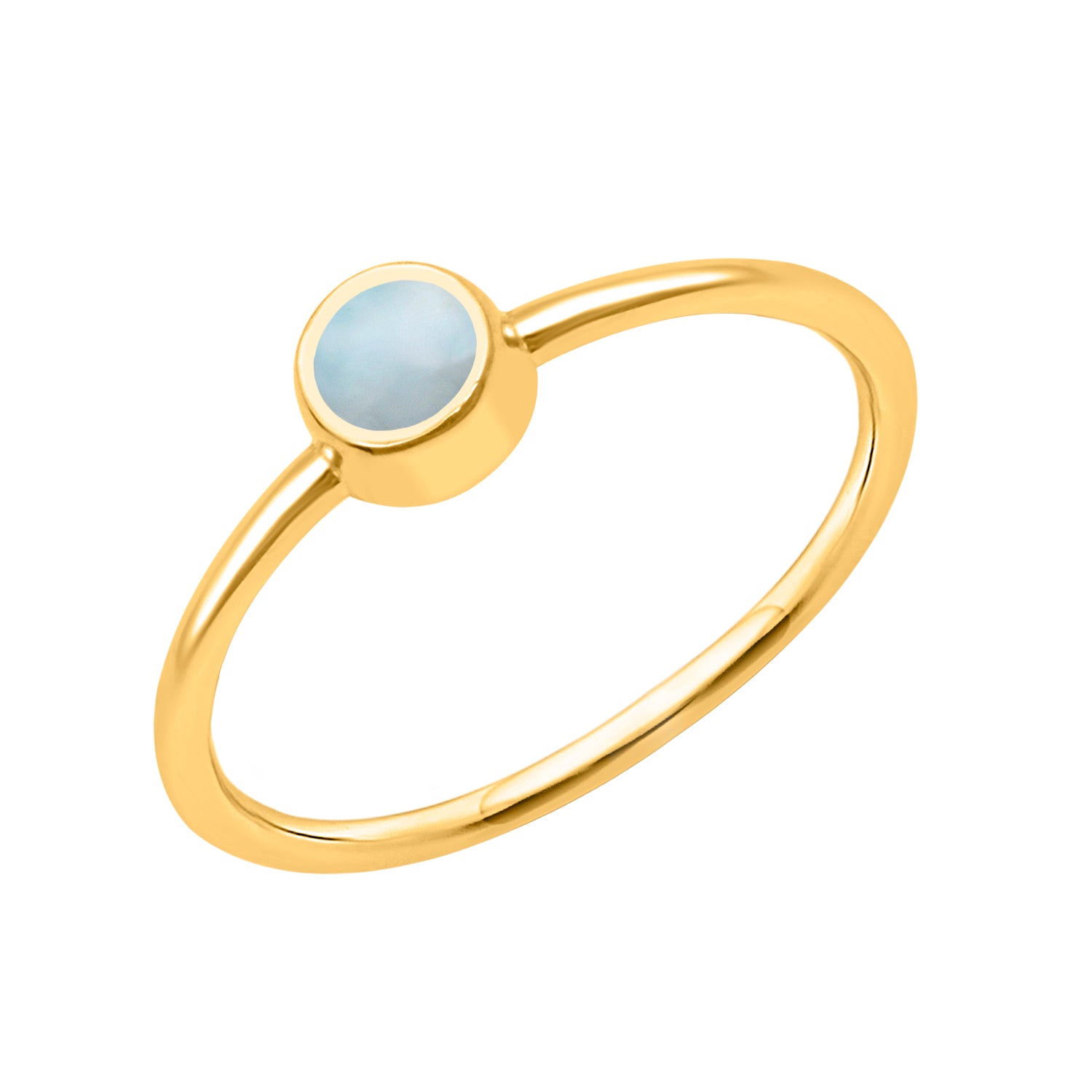 Larimar Solitaire Minimalist Ring - Sterling Silver