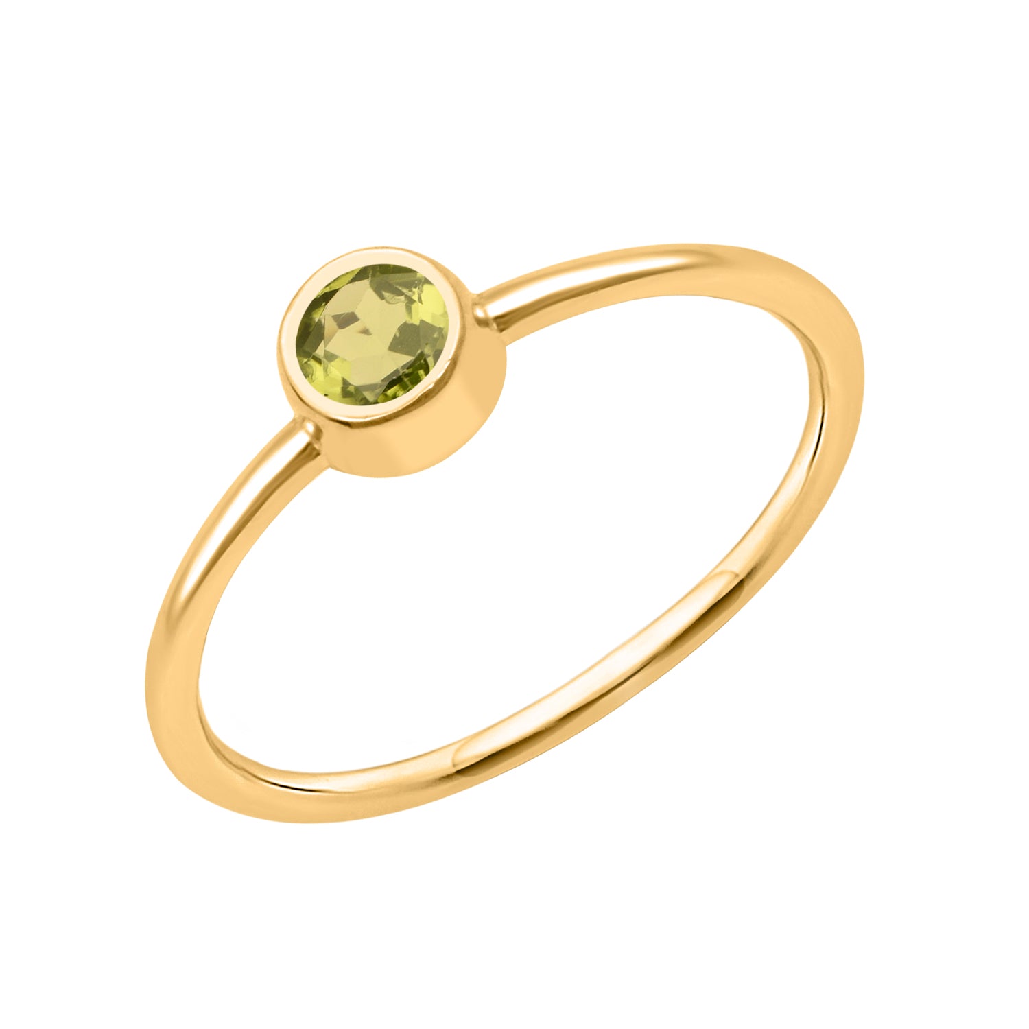 Peridot Solitaire Minimalist Ring - Sterling Silver