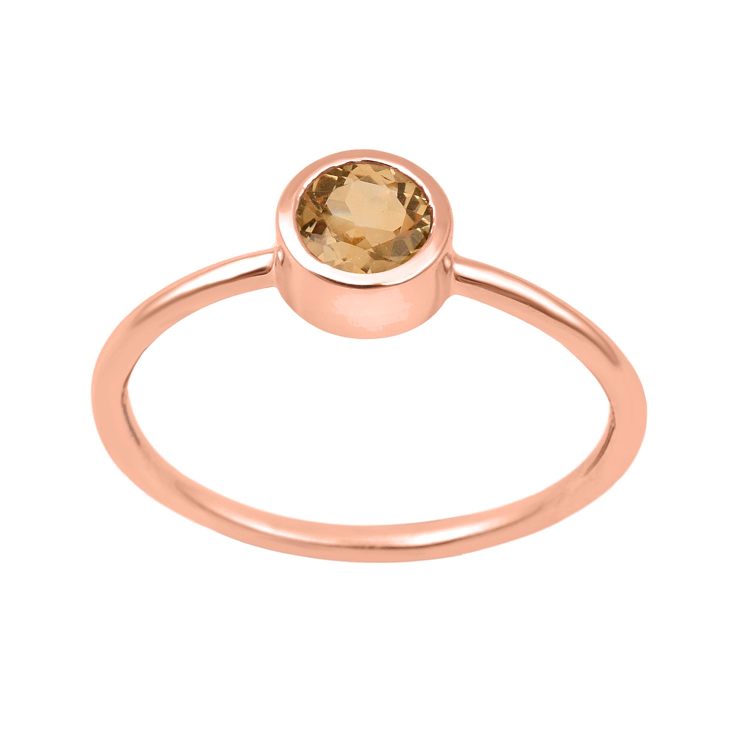 Citrine Minimalist Bezel Set Solitaire Ring - Sterling Silver