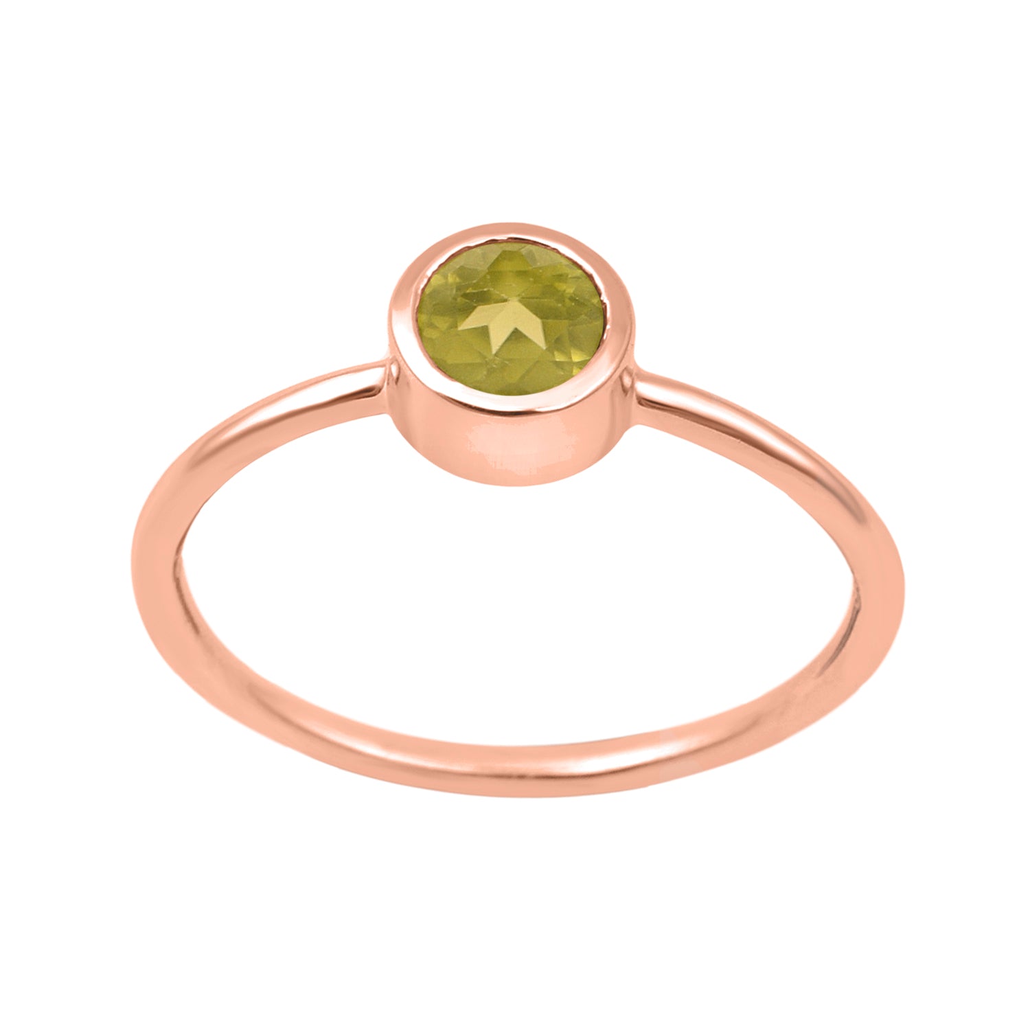 Peridot Minimalist Bezel Set Solitaire Ring - Sterling Silver