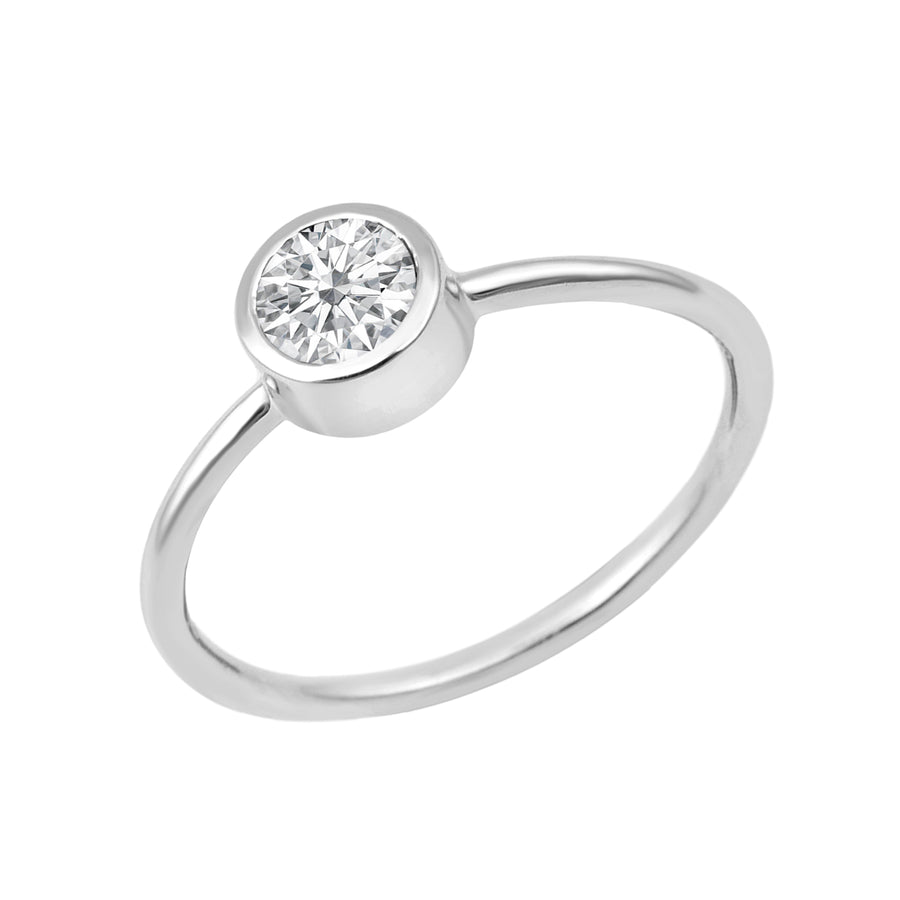 Moissanite Bezel Set Solitaire Ring - Sterling Silver