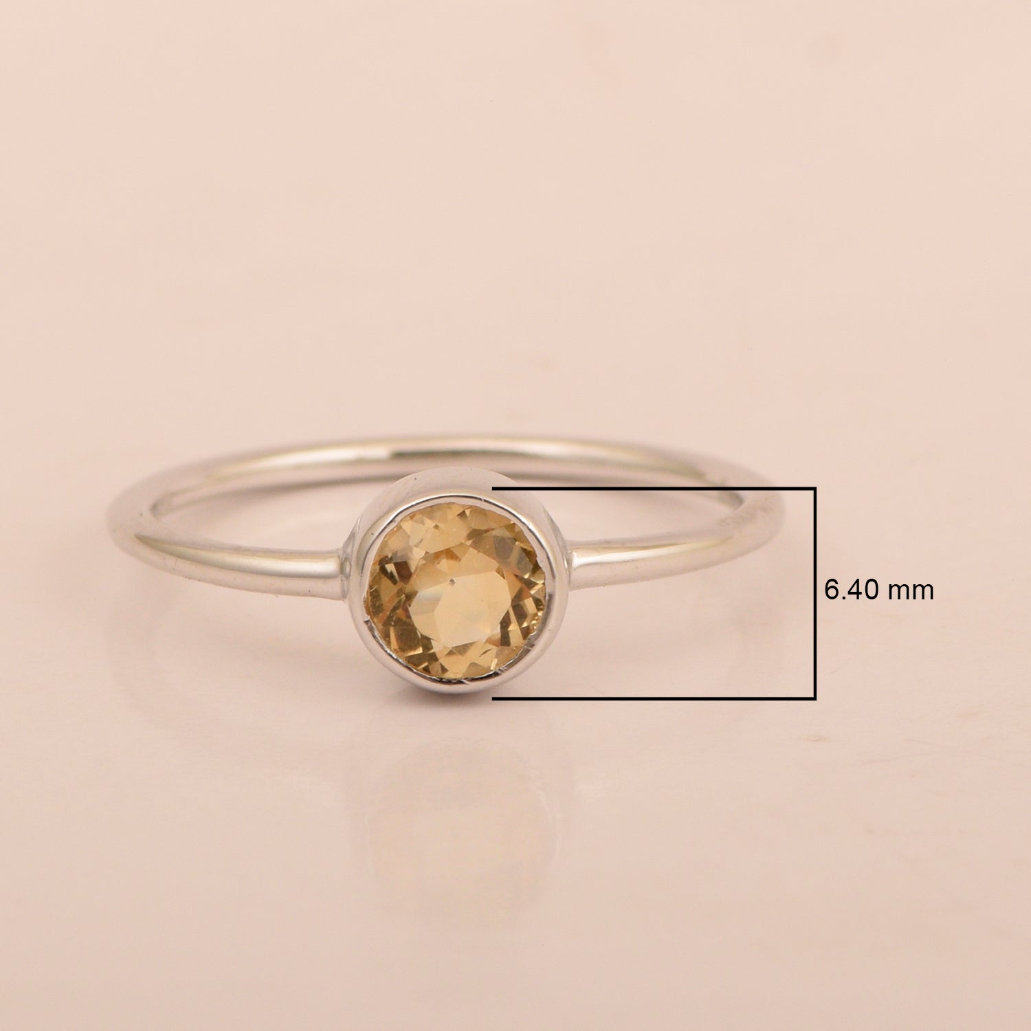925 Sterling Silver Round 5mm 0.30 Ctw Citrine Women Engagement Ring - Kimaya INC
