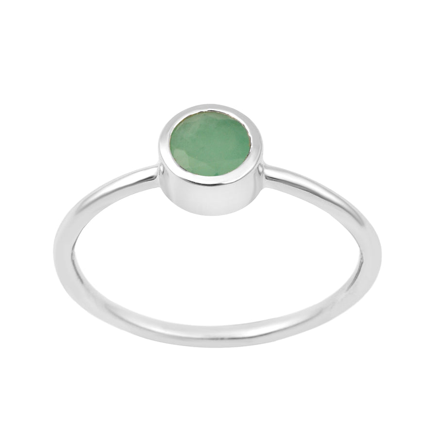 925 Sterling Silver Round 5mm 0.30 Ctw Emerald Women Engagement Ring
