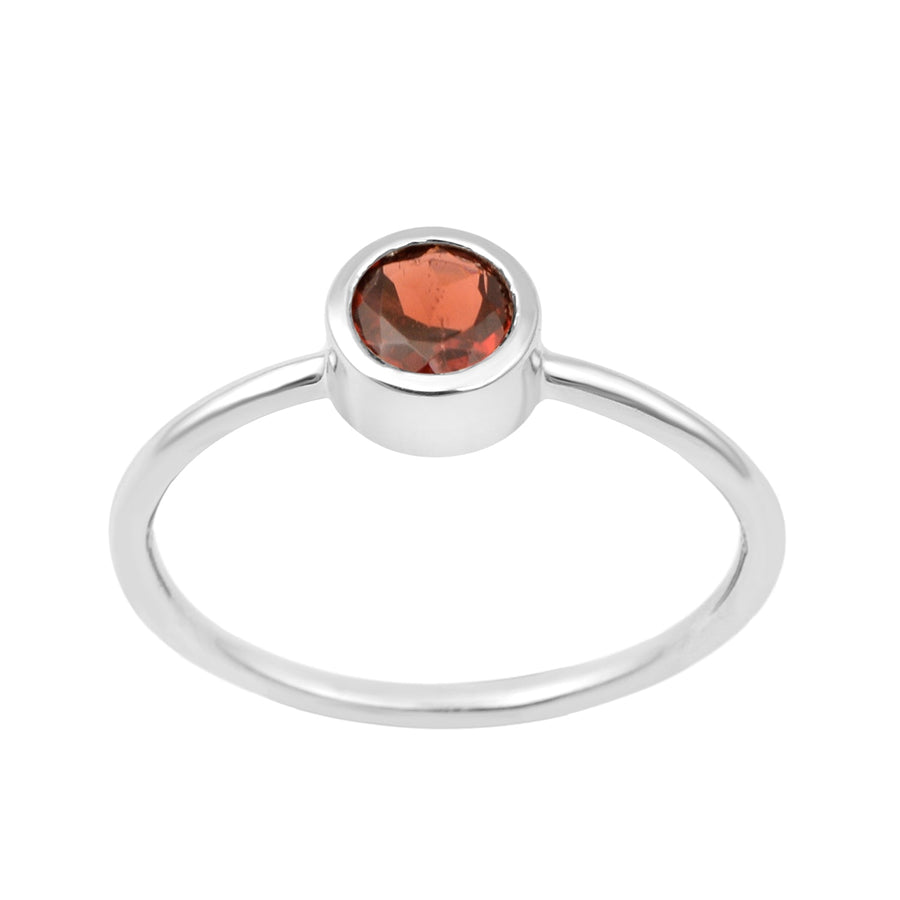 925 Sterling Silver Round 5mm 0.30 Ctw Garnet Women Engagement Ring
