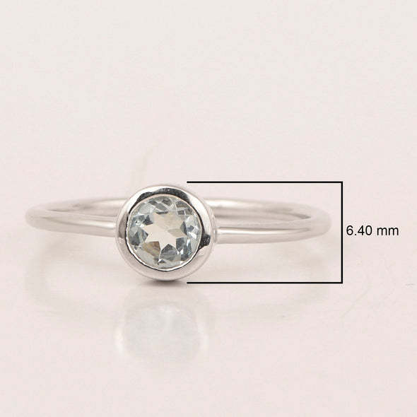 925 Sterling Silver Round 5mm 0.30 Ctw Swiss Blue Topaz Women Engagement Ring - Kimaya INC