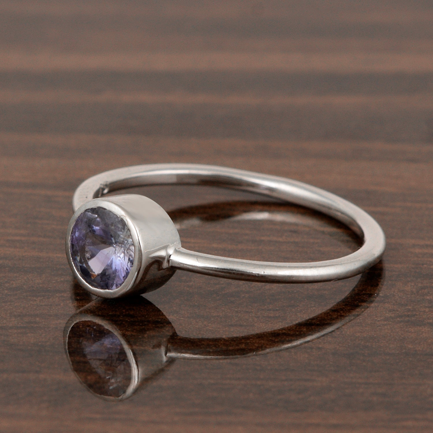 925 Sterling Silver Round 5mm 0.30 Ctw Tanzanite Women Engagement Ring - Kimaya INC