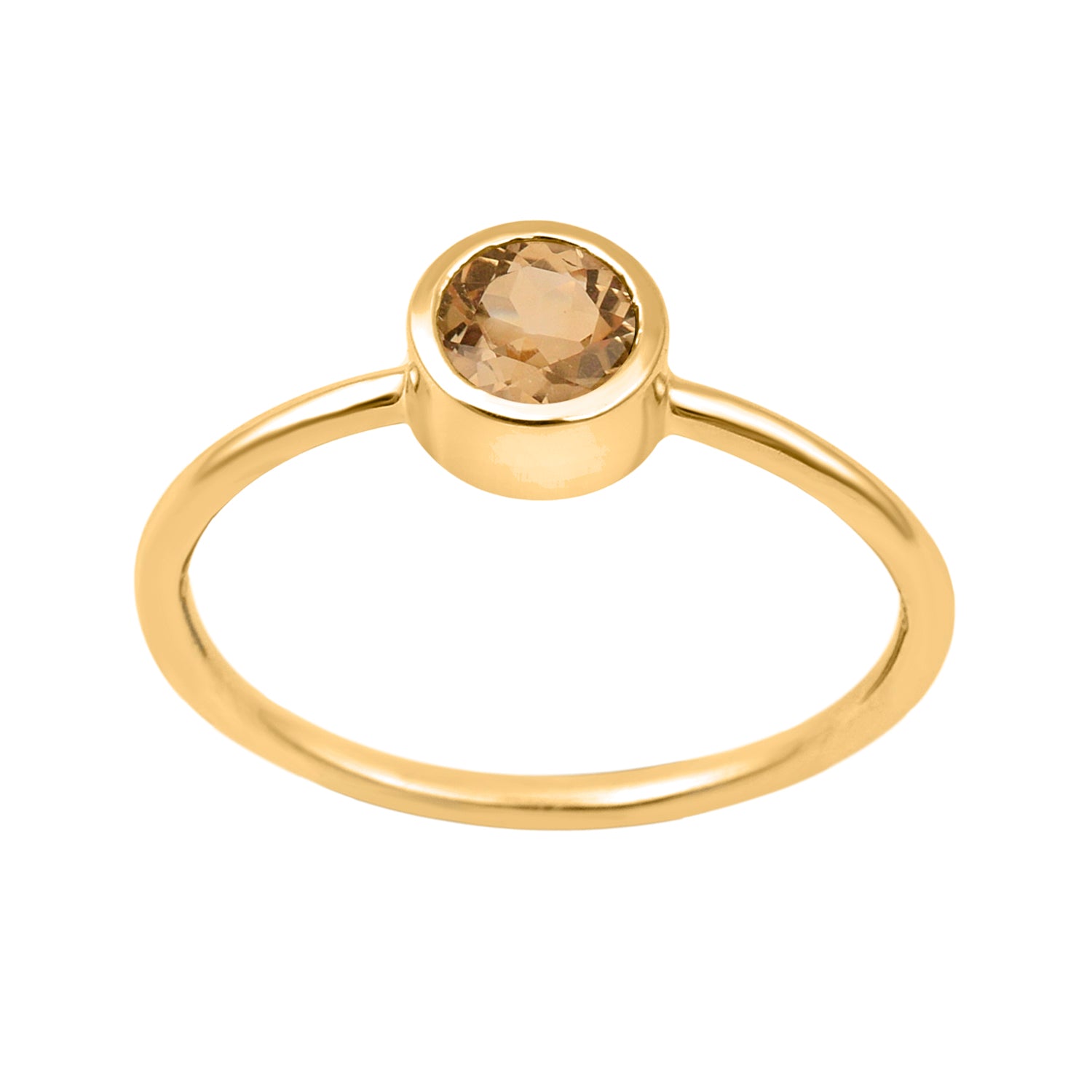 Citrine Minimalist Bezel Set Solitaire Ring - Sterling Silver