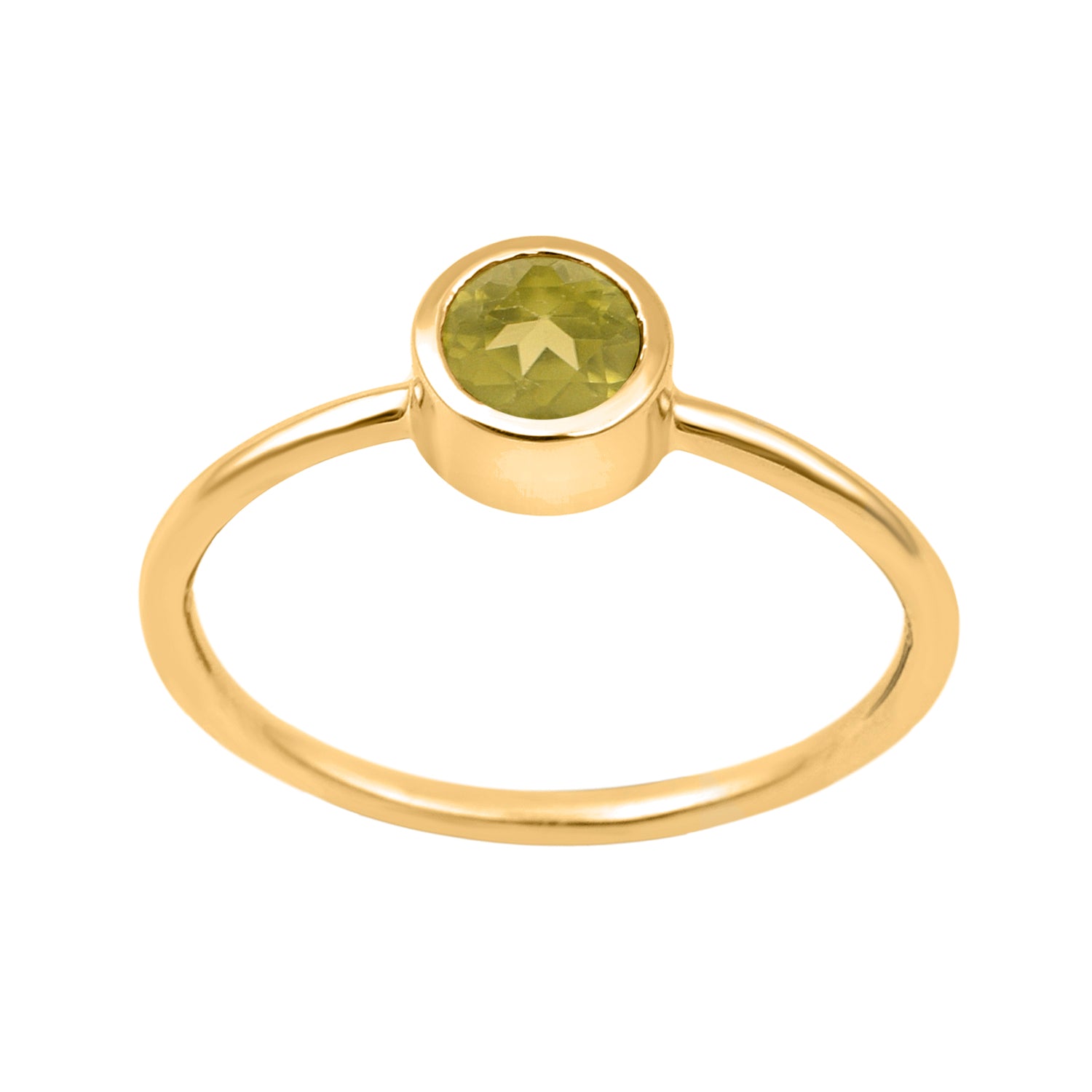 Peridot Minimalist Bezel Set Solitaire Ring - Sterling Silver