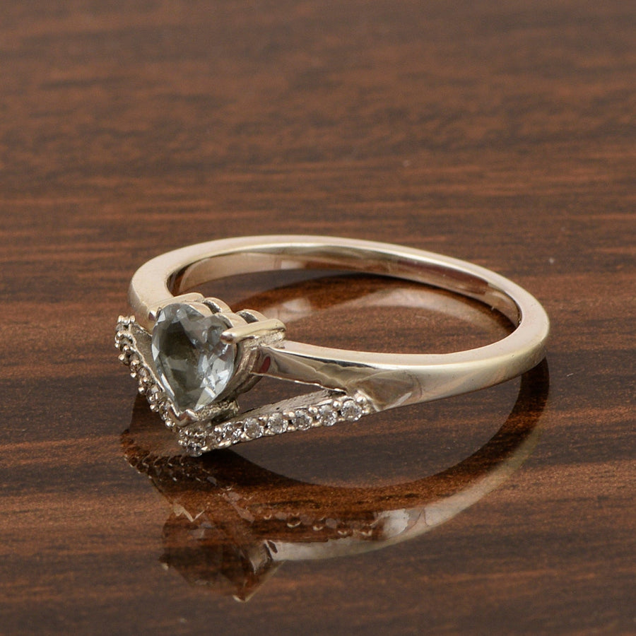 Sterling Silver Love Heart Cut 5MM Aquamarine Engagement Rings