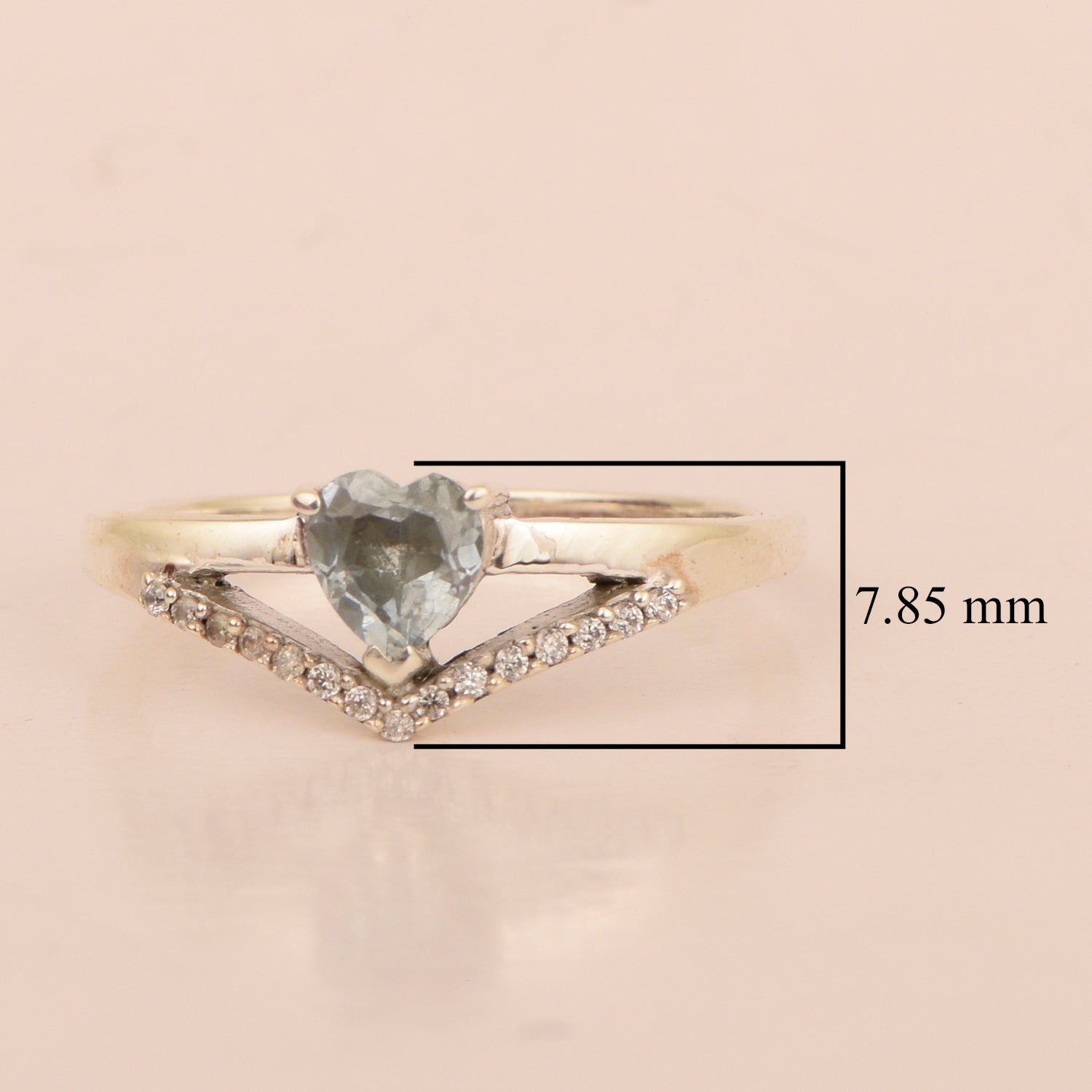 Sterling Silver Love Heart Cut 5MM Aquamarine Engagement Rings - Kimaya INC