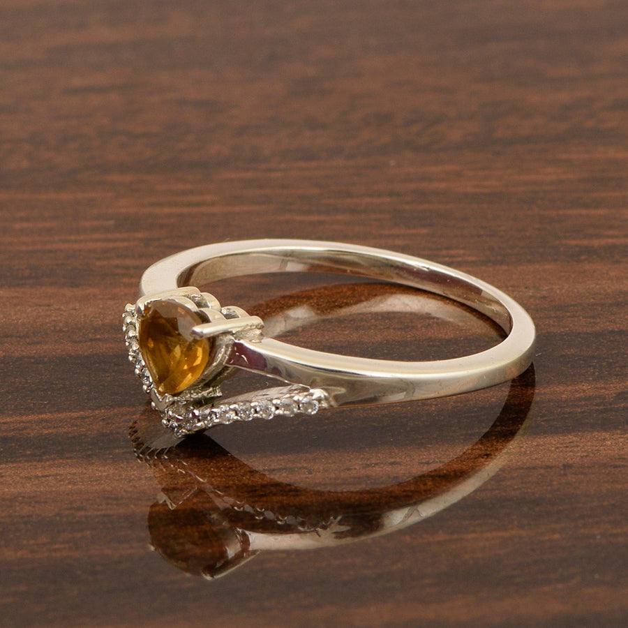 Sterling Silver Love Heart Cut 5MM Citrine Engagement Rings