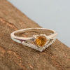 Sterling Silver Love Heart Cut 5MM Citrine Engagement Rings - Kimaya INC