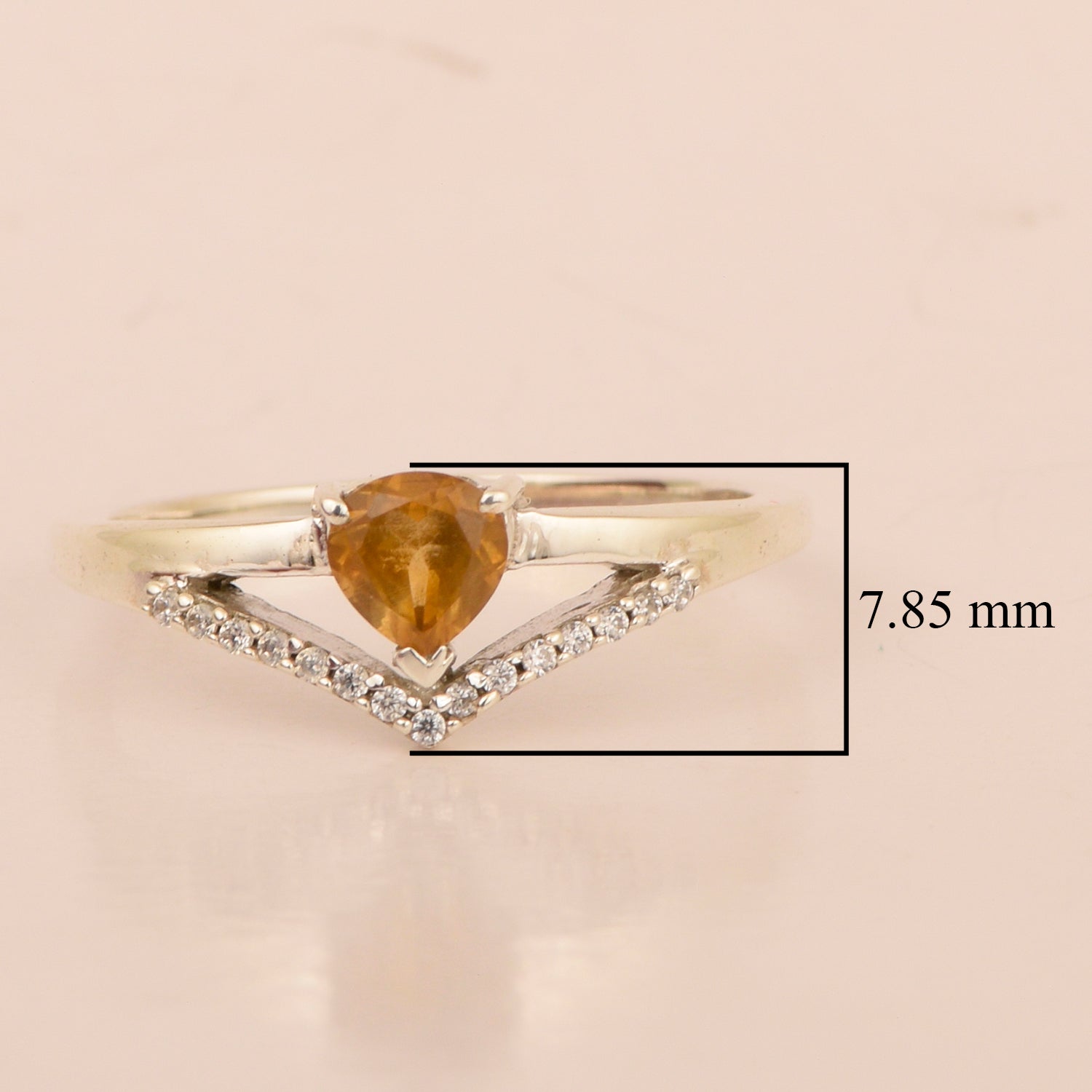 Sterling Silver Love Heart Cut 5MM Citrine Engagement Rings - Kimaya INC