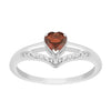 Sterling Silver Love Heart Cut 5MM Garnet Engagement Rings - Kimaya INC