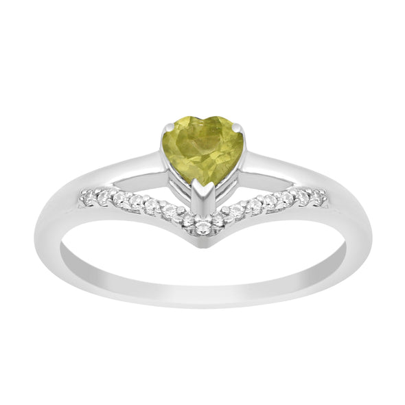 Sterling Silver Love Heart Cut 5MM Peridot Engagement Rings - Kimaya INC