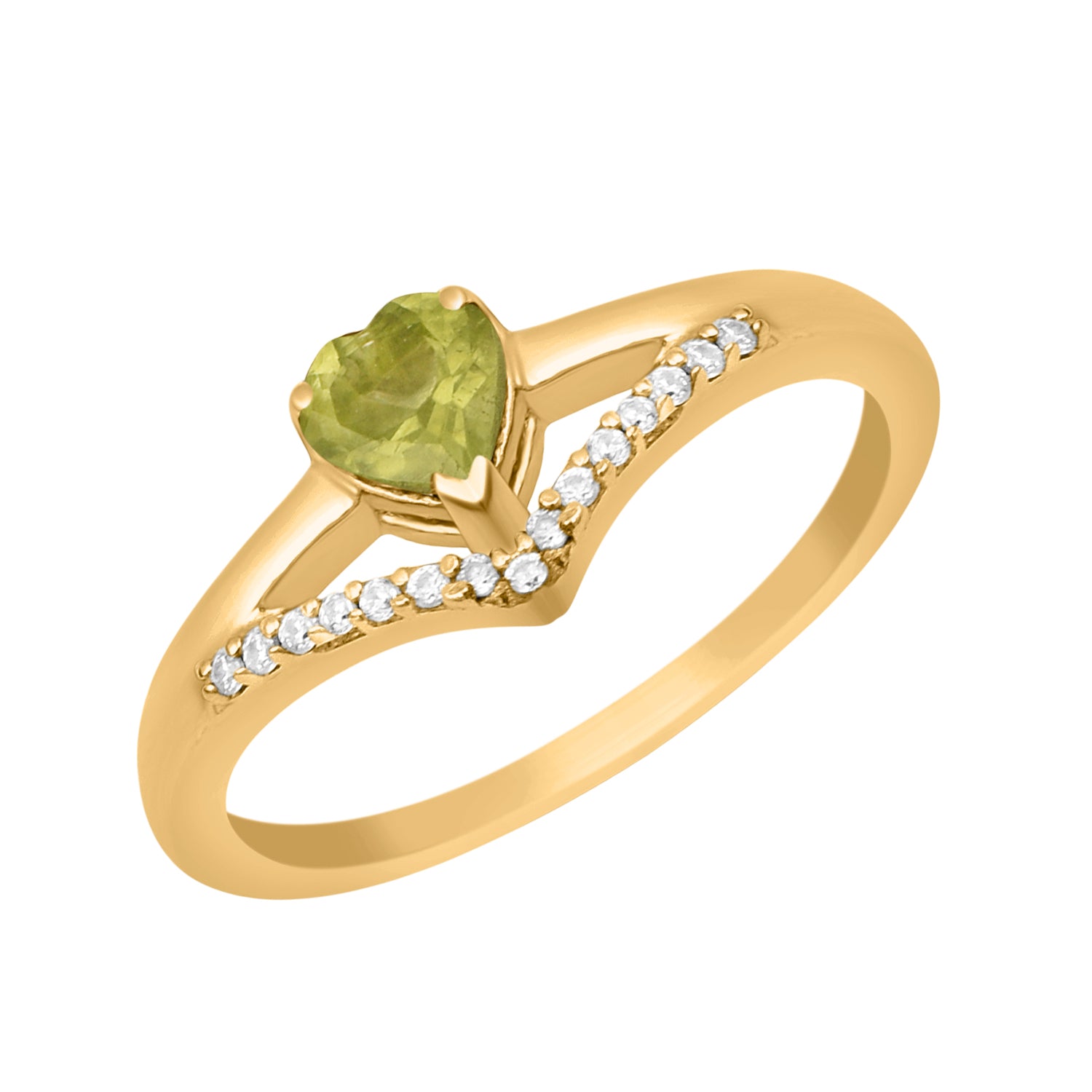 Peridot Heart Solitaire Ring - Sterling Silver
