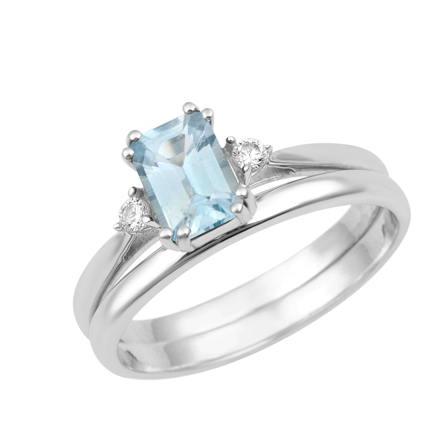 Aquamarine Solitaire Ring - 925 Sterling Silver