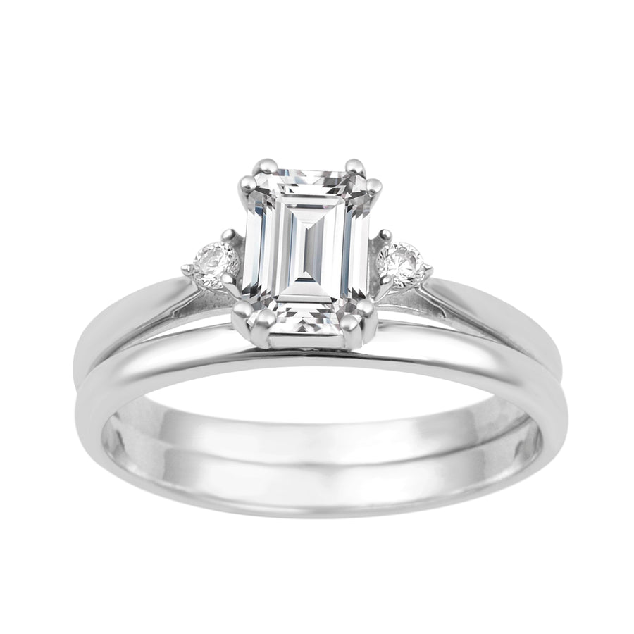 Moissanite Classic two-piece Bridal Set Ring – Sterling Silver