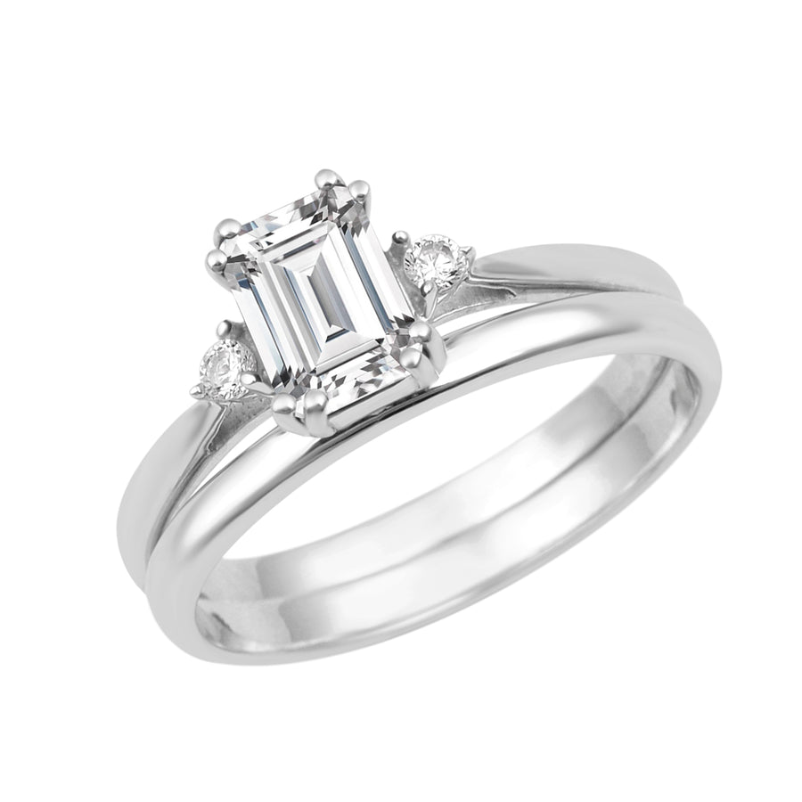 Moissanite Classic two-piece Bridal Set Ring – Sterling Silver