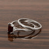 Sterling Silver Radiant Cut 1.20 Ctw Garnet Dual Band Women Stacking Ring - Kimaya INC