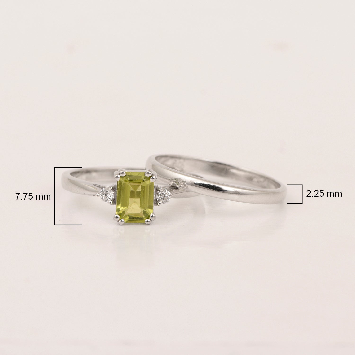 Sterling Silver Radiant Cut 1.20 Ctw Peridot Dual Band Women Stacking Ring - Kimaya INC