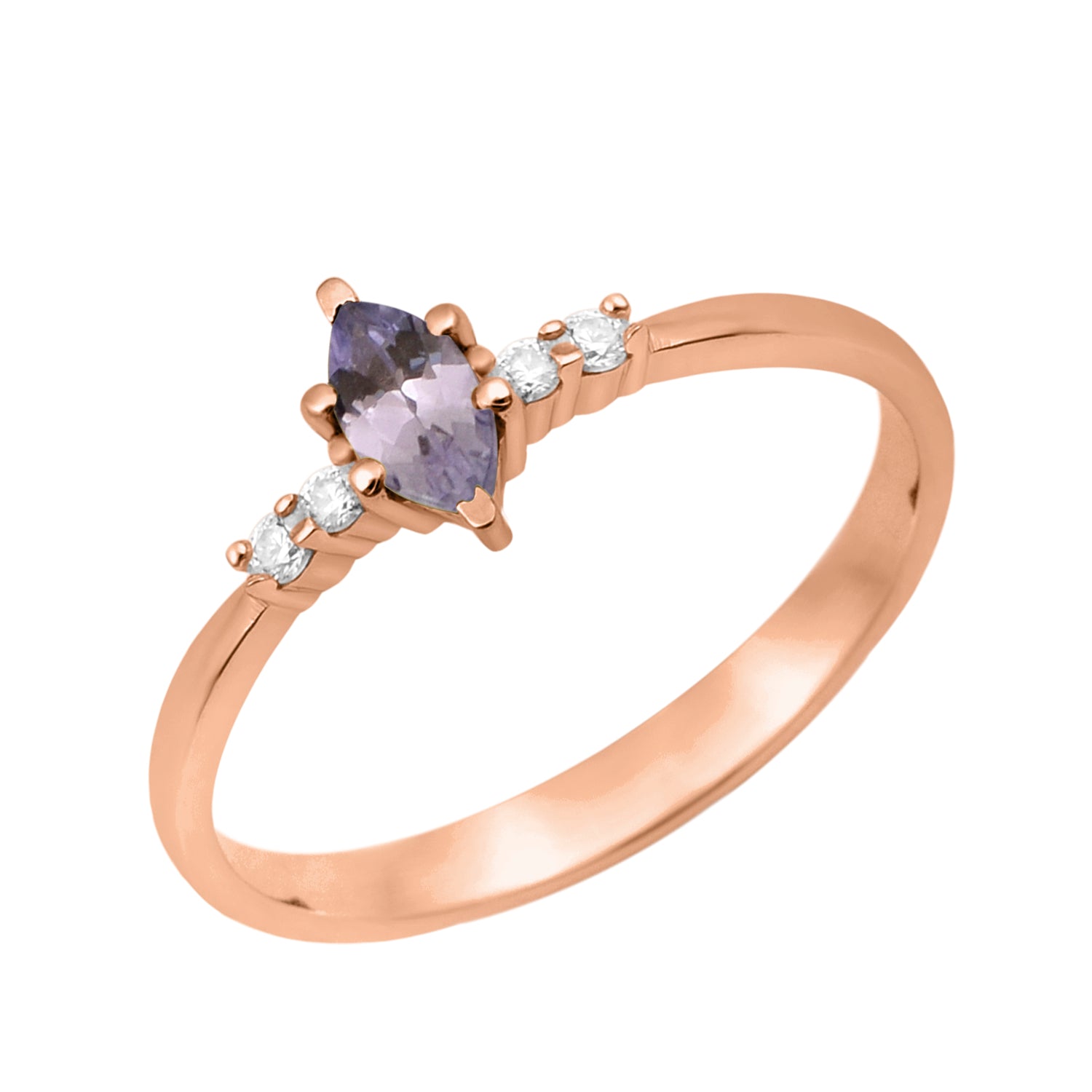 Tanzanite Marquise Solitaire Accents Ring - Sterling Silver