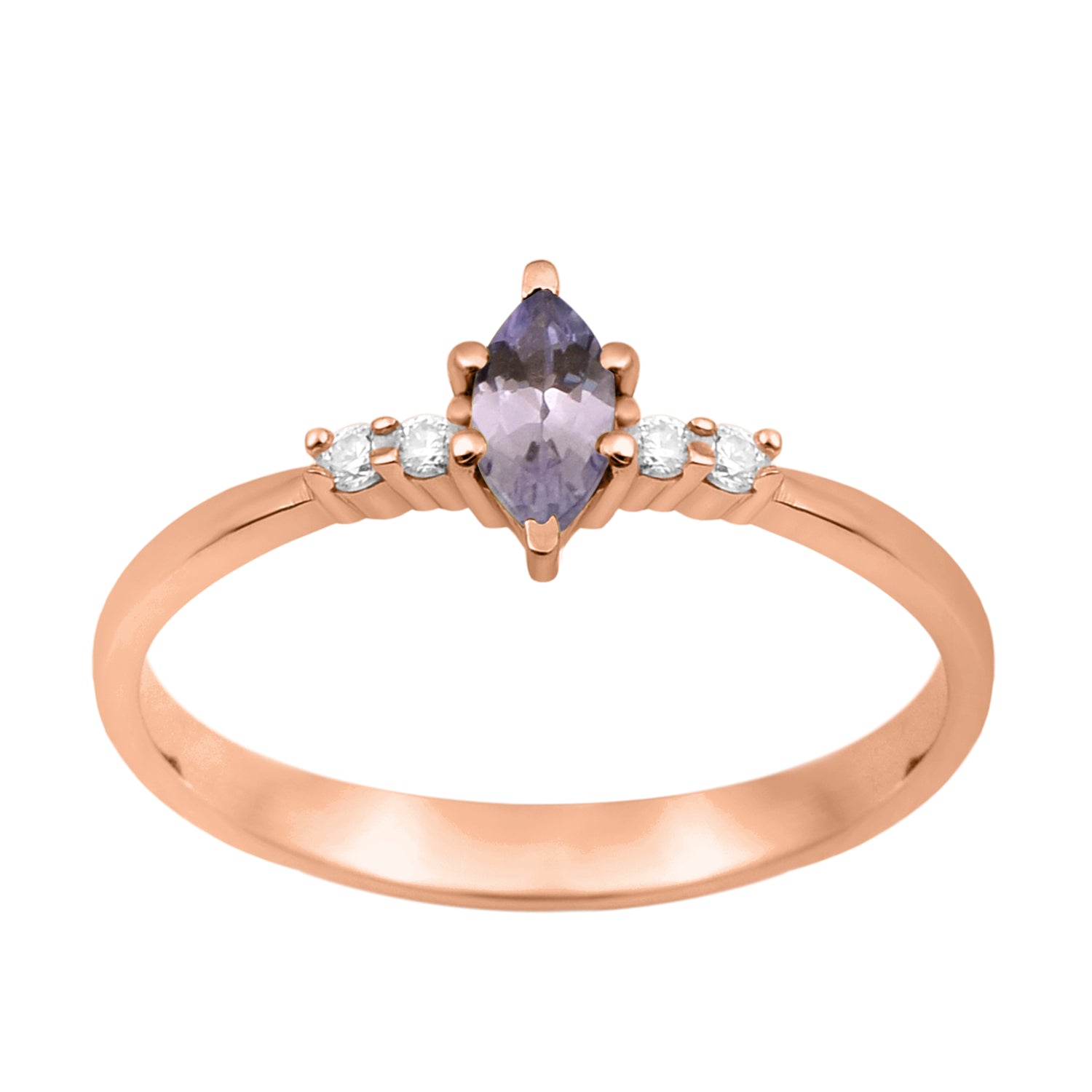 Tanzanite Marquise Solitaire Accents Ring - Sterling Silver