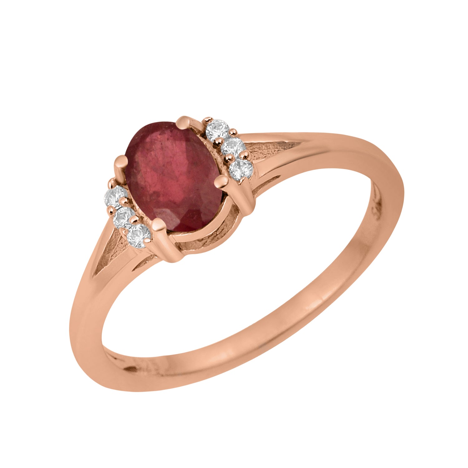 Ruby Solitaire Accents Ring - Sterling Silver