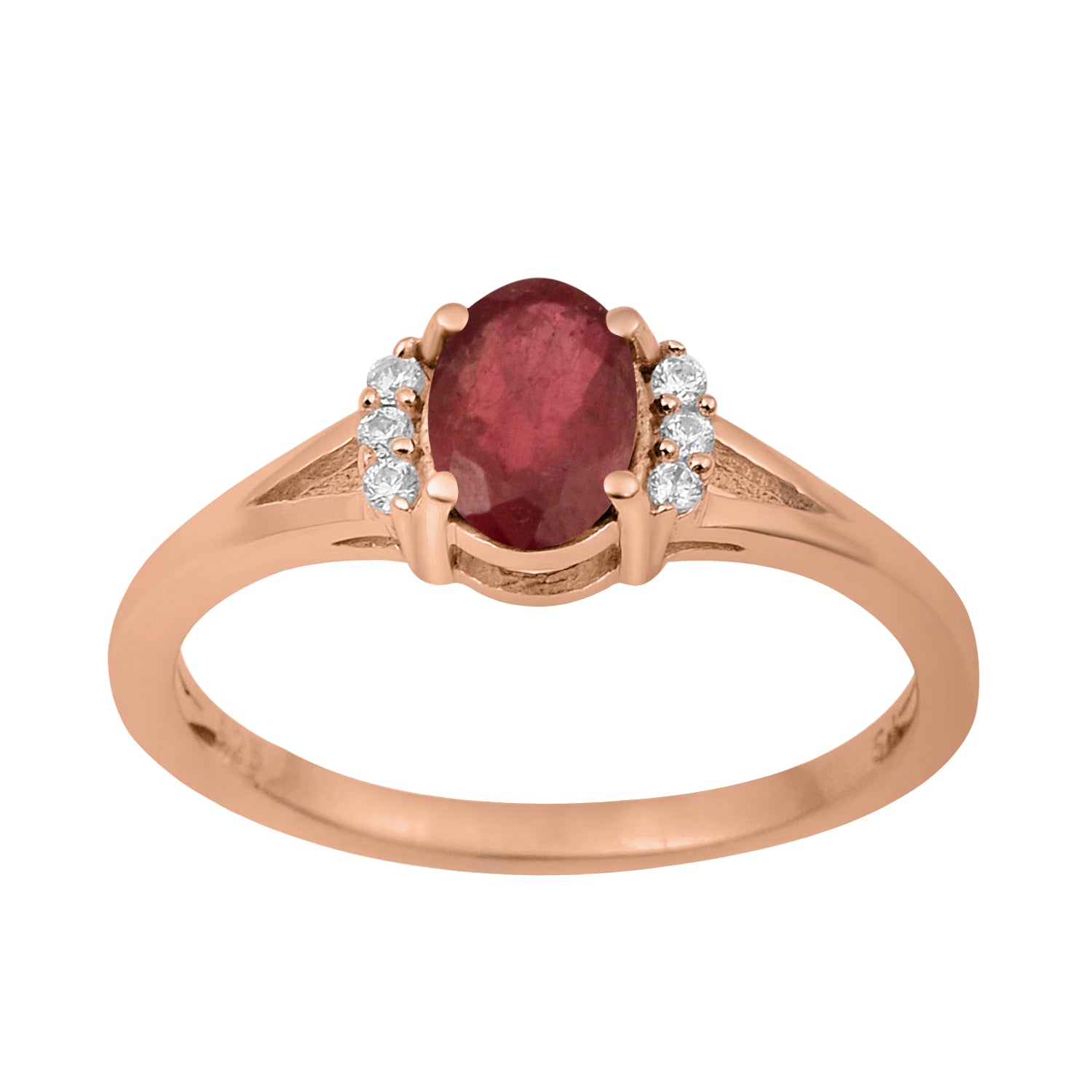 Ruby Solitaire Accents Ring - Sterling Silver