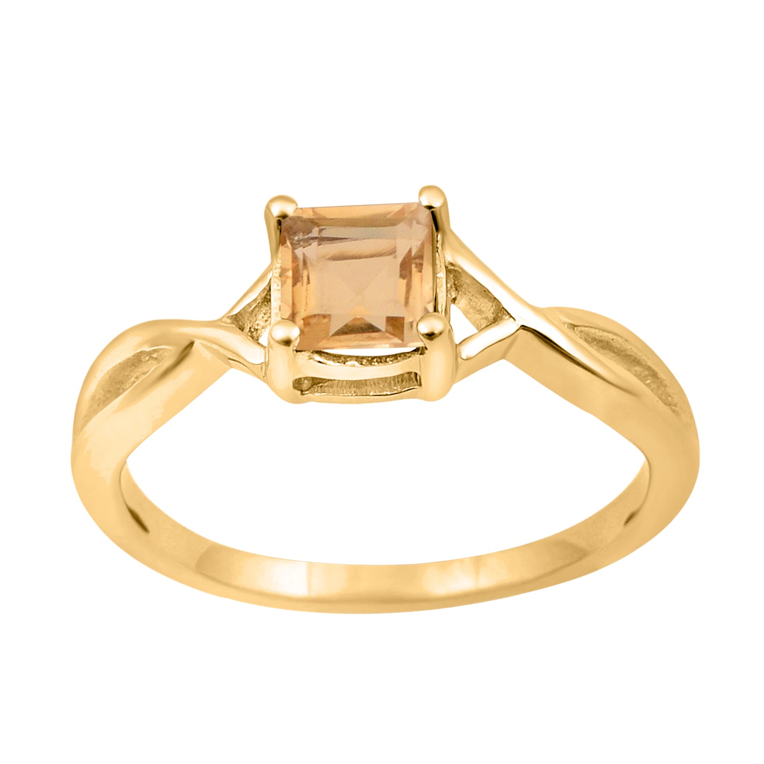 Citrine Solitaire Split Shank Ring - Sterling Silver