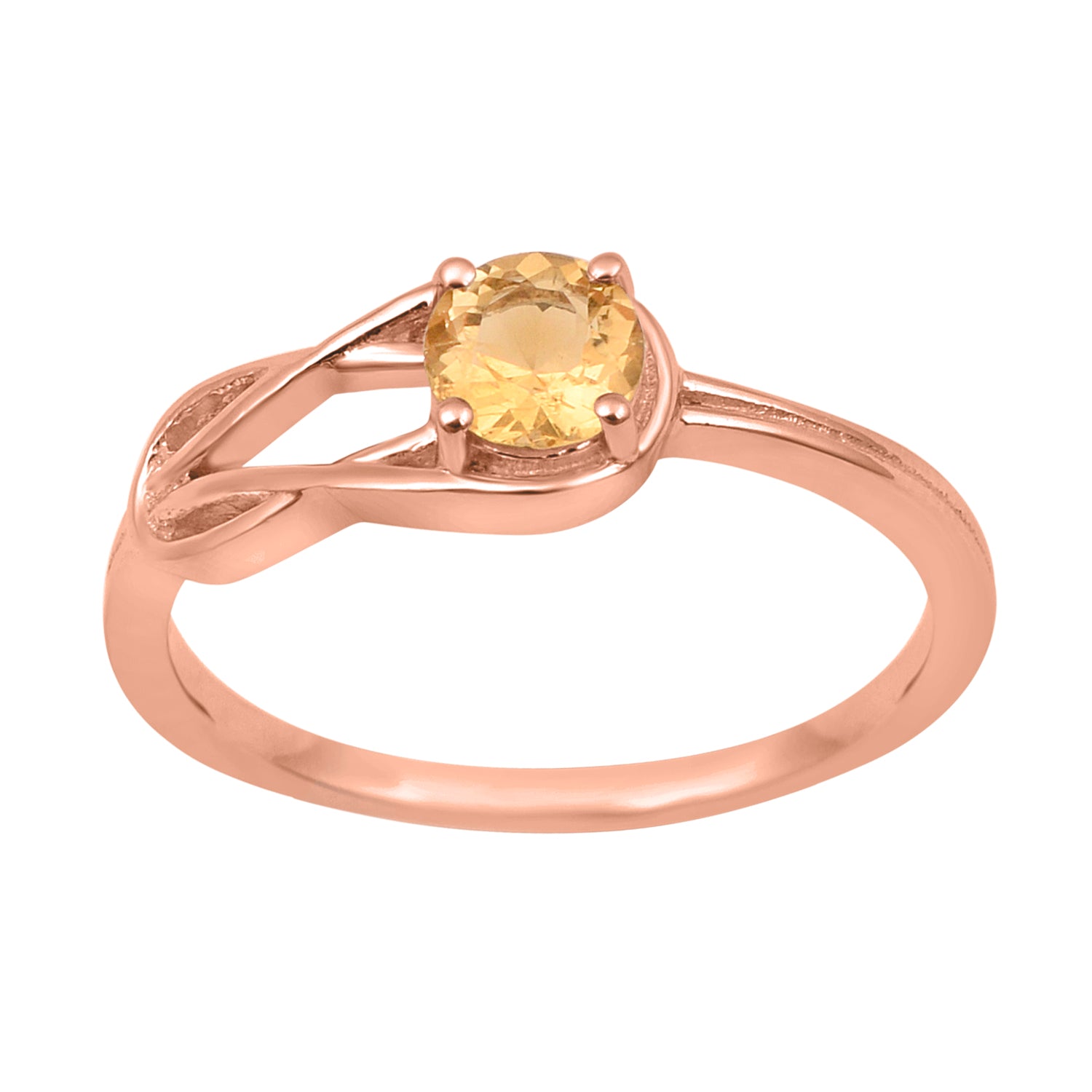 Citrine Solitaire Celtic Knot Ring -Sterling Silver