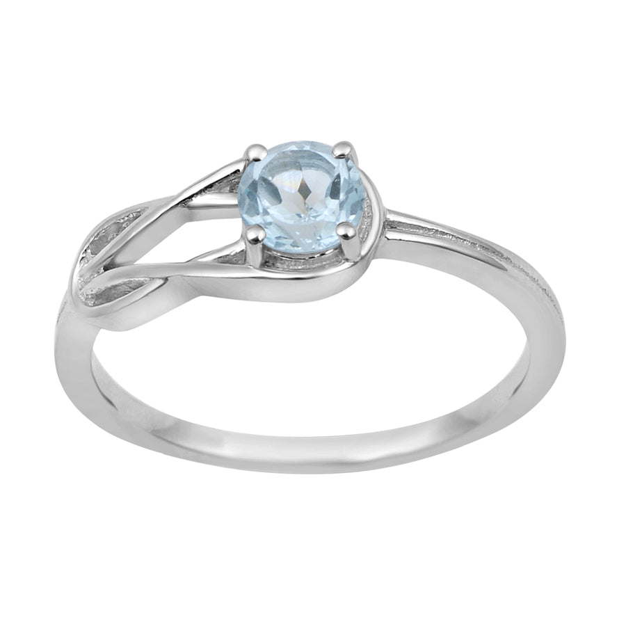 Aquamarine Celtic Trinity Knot Ring- Sterling Silver