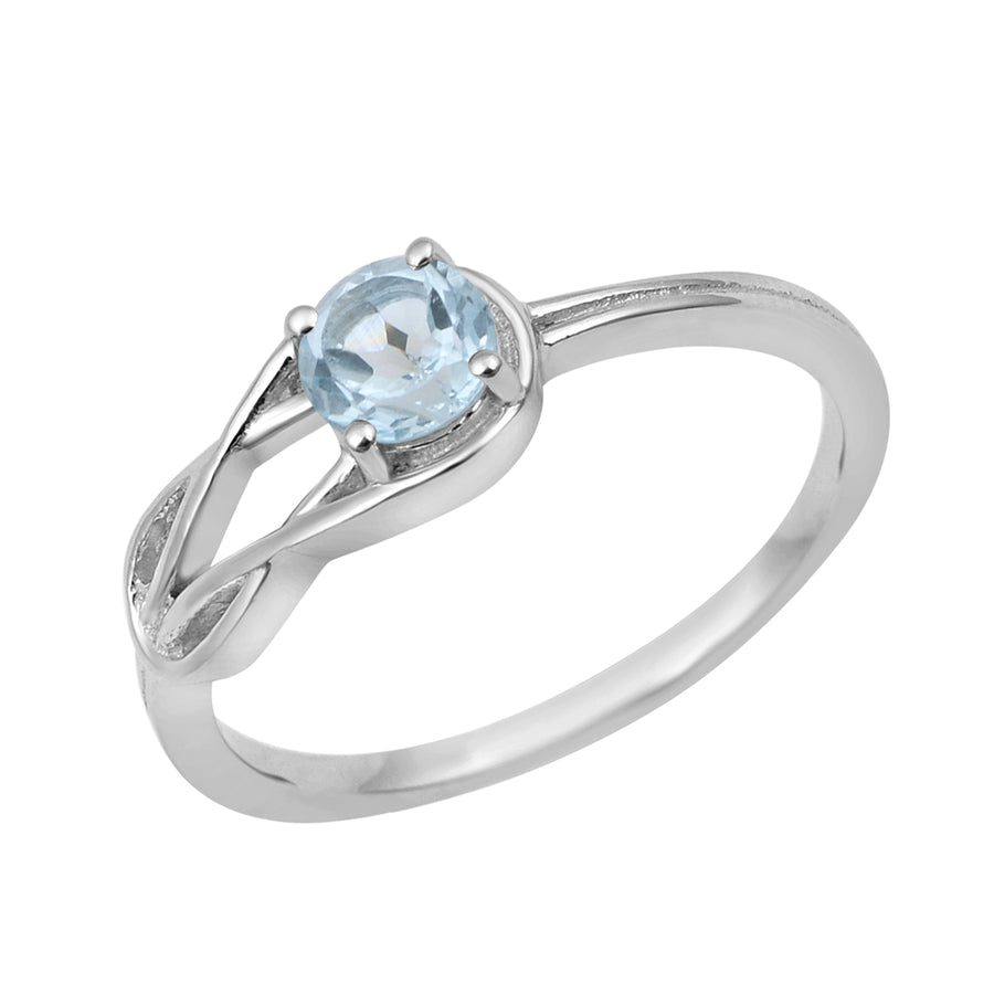 Aquamarine Celtic Trinity Knot Ring- Sterling Silver