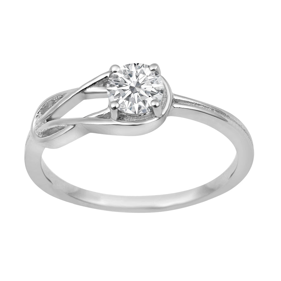 Moissanite Twisted Split Shank Ring – Sterling Silver