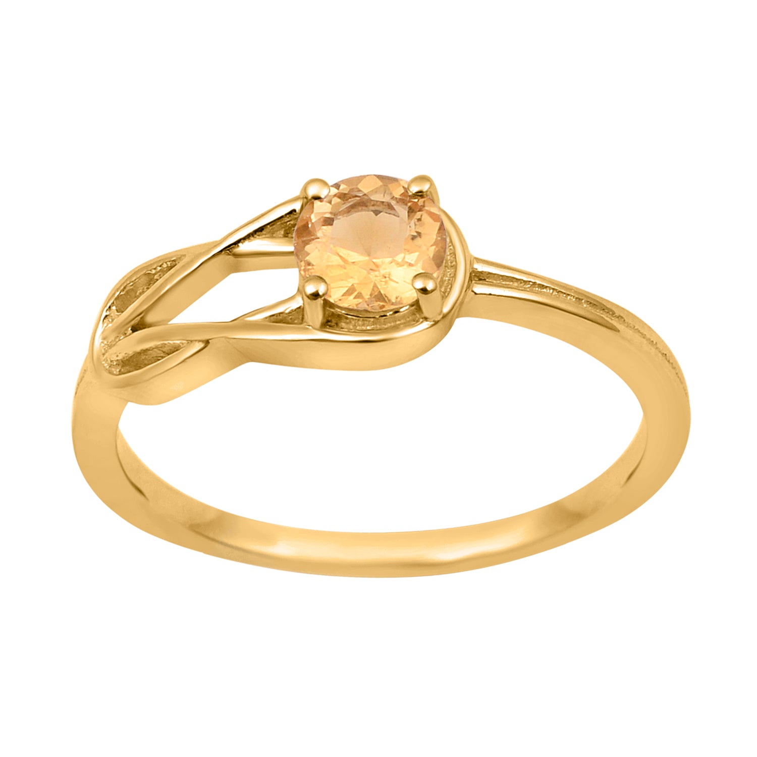 Citrine Solitaire Celtic Knot Ring -Sterling Silver