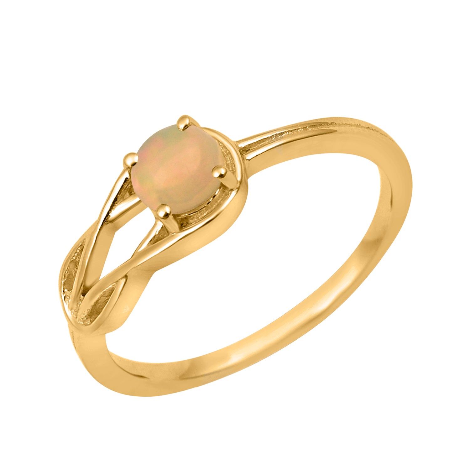 Opal Solitaire Celtic Knot Ring -Sterling Silver