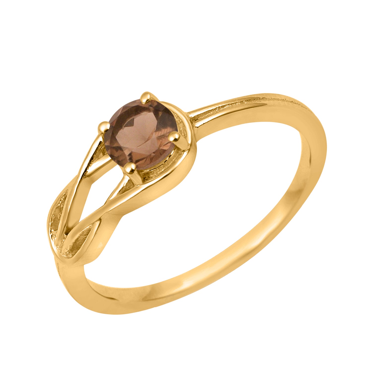 Smoky Quartz Solitaire Celtic Knot Ring -Sterling Silver