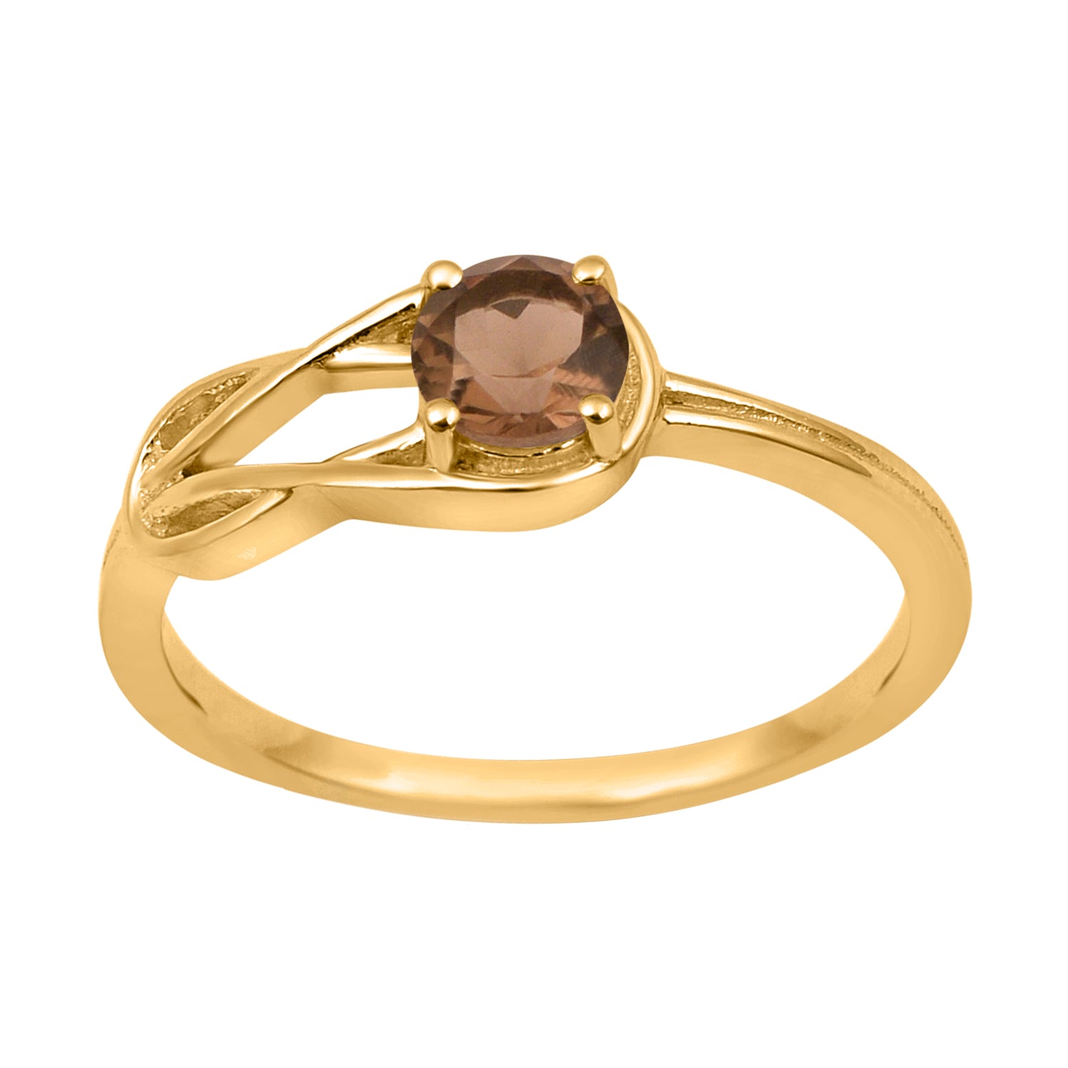 Smoky Quartz Solitaire Celtic Knot Ring -Sterling Silver