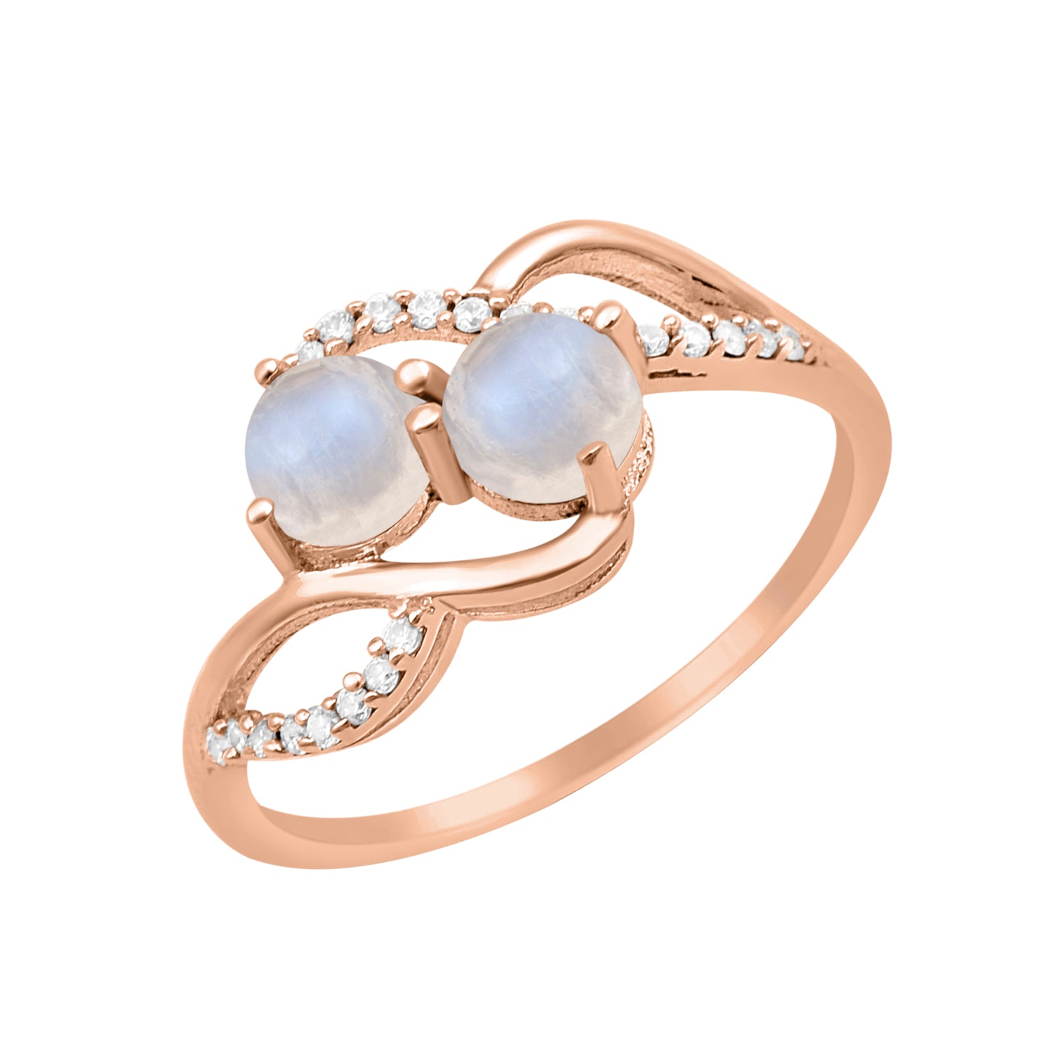 Moonstone Two Stone Twisted Ring - Sterling Silver