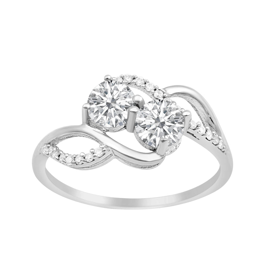 Moissanite Two-Stone Infinity Accents Ring – Sterling Silver