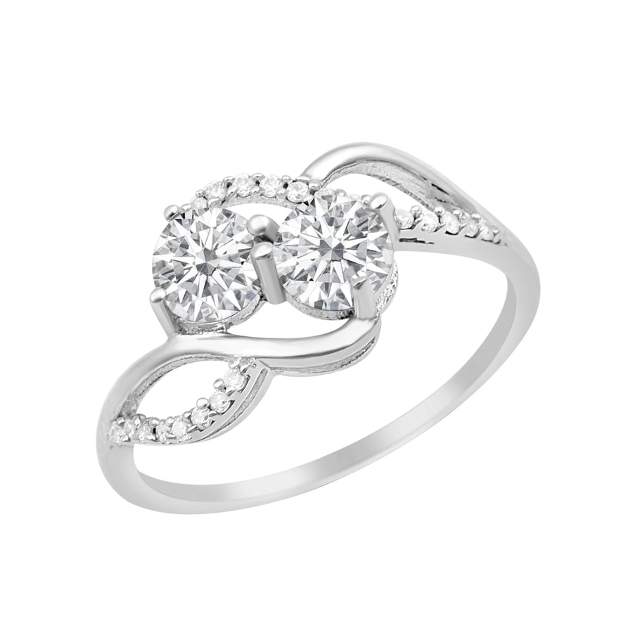 Moissanite Two-Stone Infinity Accents Ring – Sterling Silver