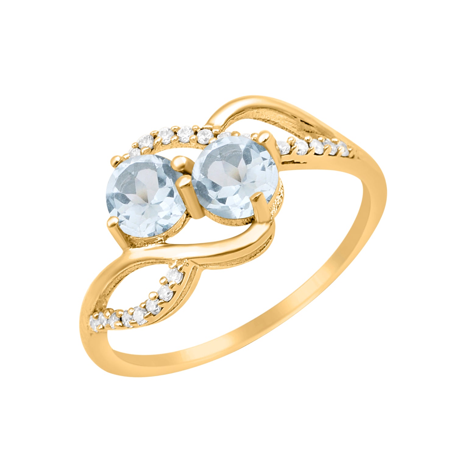 Blue Topaz Two Stone Twisted Ring - Sterling Silver