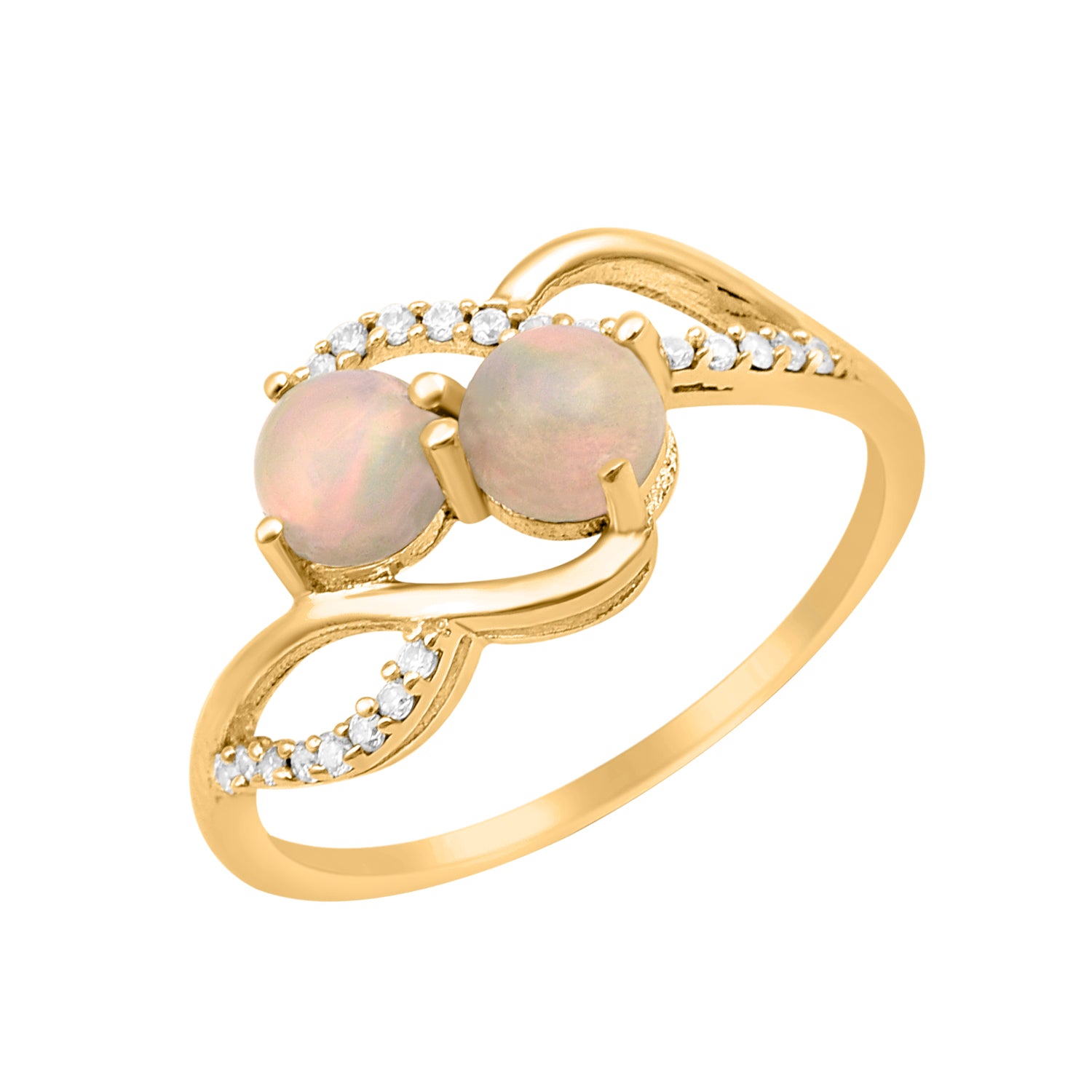 Opal Two Stone Twisted Ring - Sterling Silver