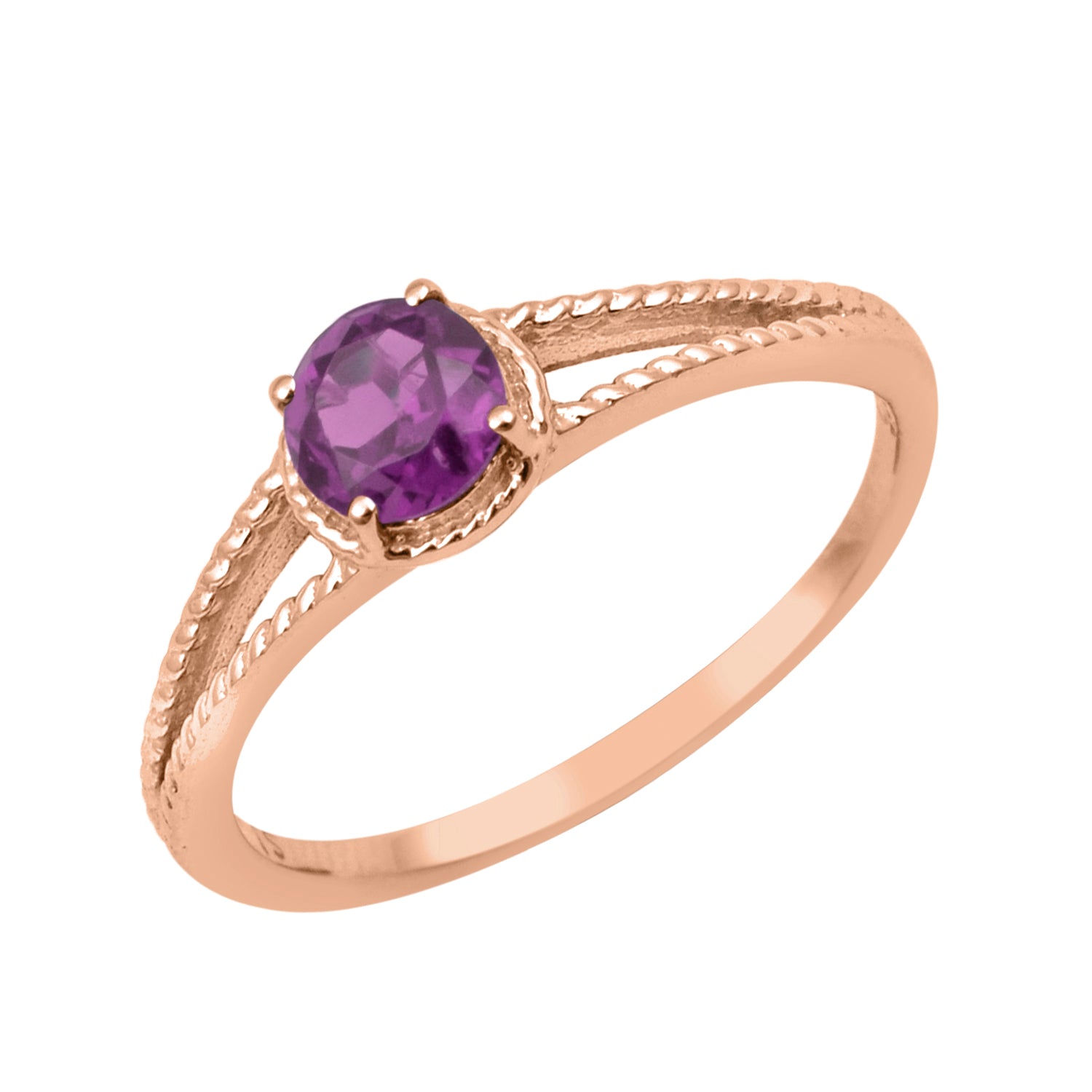 Amethyst Split Shank Ring -Sterling Silver