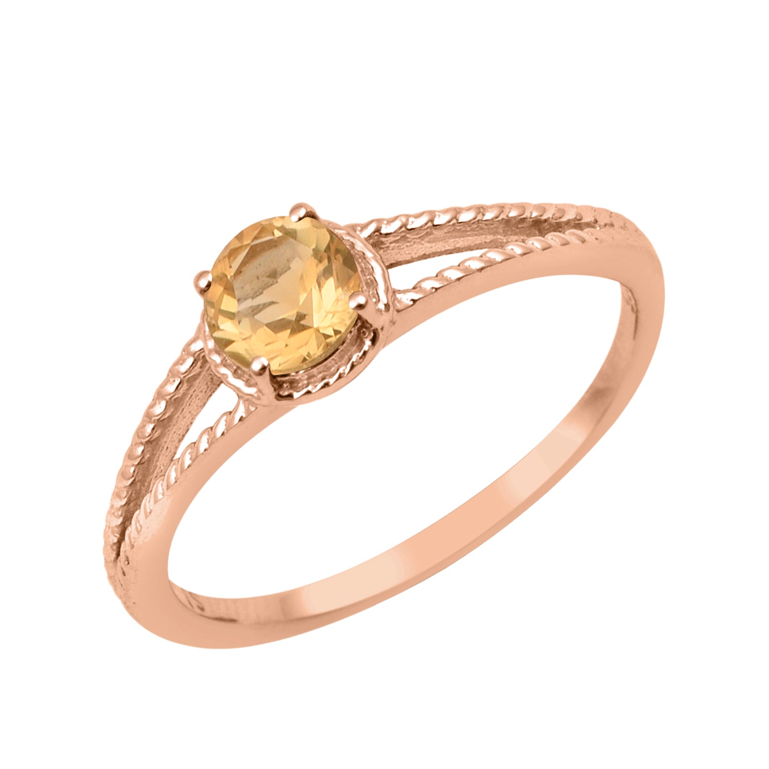 Citrine Split Shank Ring -Sterling Silver