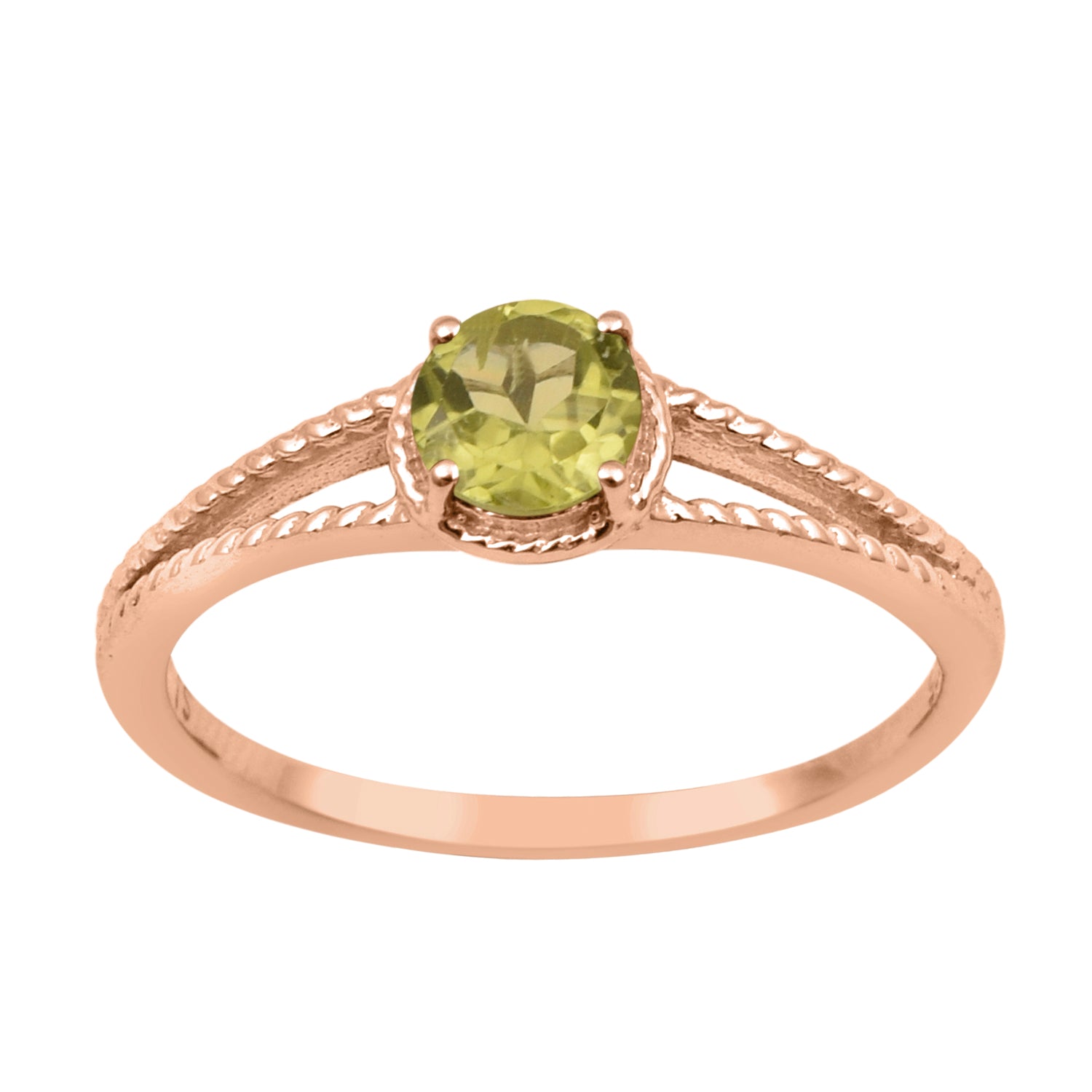 Peridot Split Shank Ring -Sterling Silver