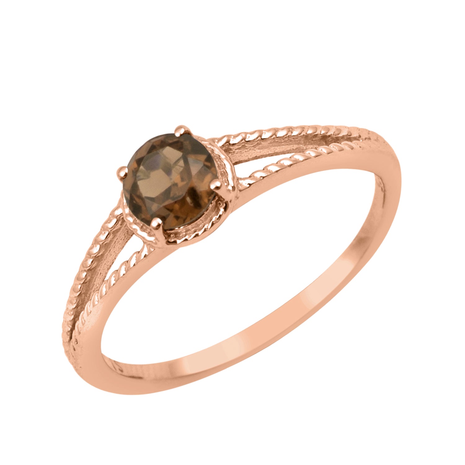 Smoky Quartz Split Shank Ring -Sterling Silver