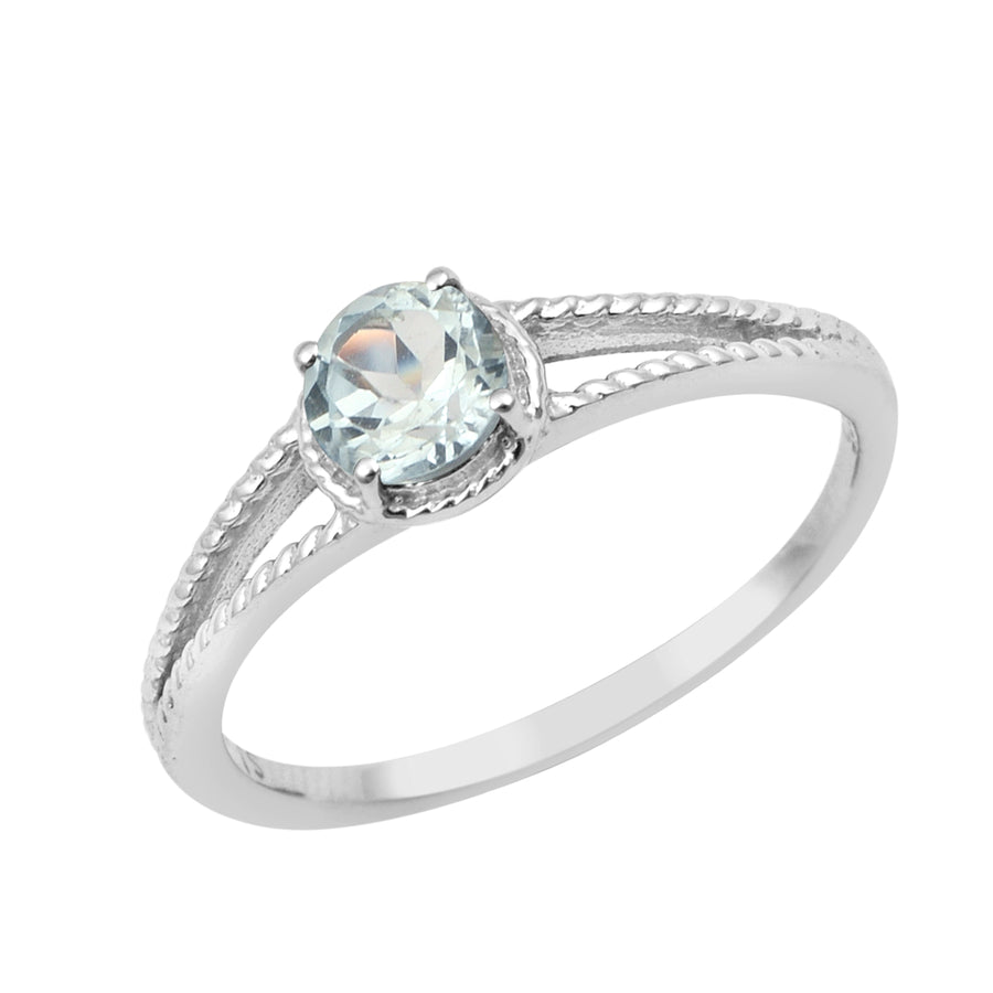 Aquamarine split Shank Ring -Sterling Silver